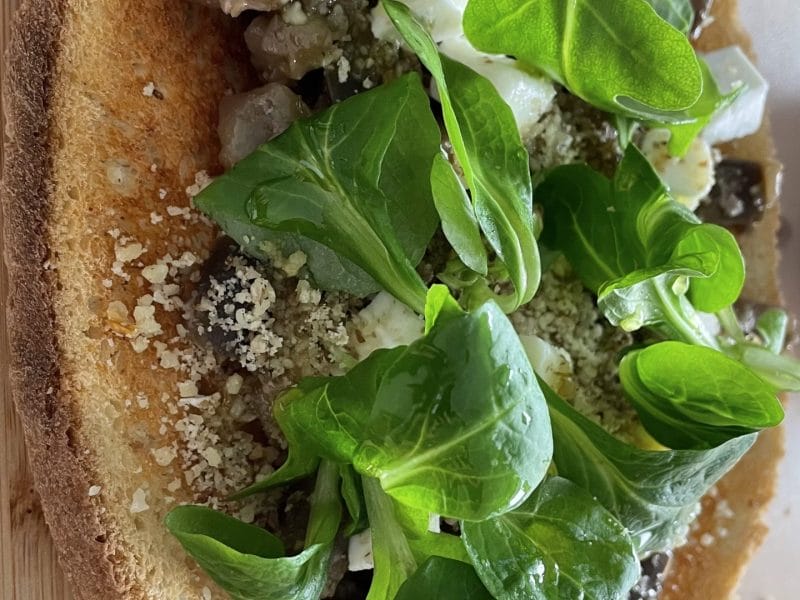 Cliquez pour zoomer ! Brushetta aubergines, chèvre et noix Thermomix par vannaly