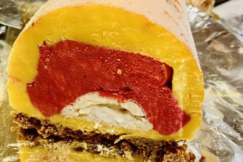 Cliquez pour zoomer ! Bûche glacée mangue et framboise Thermomix par gwendolineee