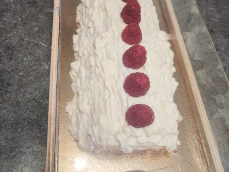 Cliquez pour zoomer ! Bûche de Noël framboises et chocolat blanc Thermomix par mavdu59