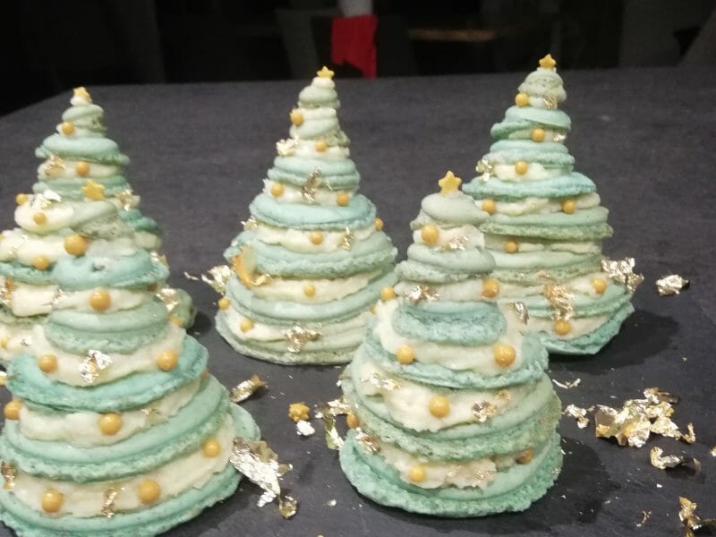 Cliquez pour zoomer ! Sapins de macarons à la framboise Thermomix par Enola1702