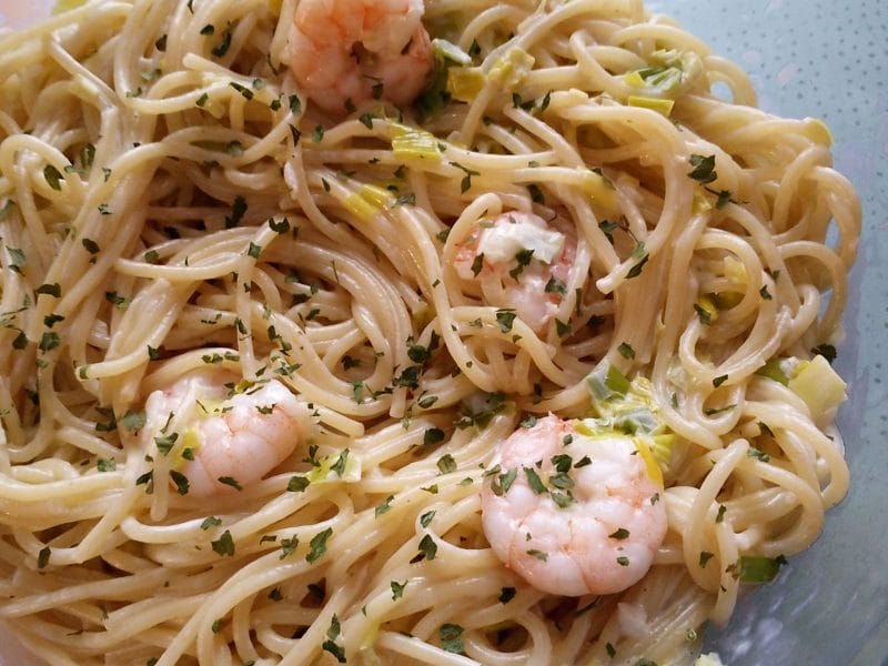 Cliquez pour zoomer ! Linguine aux poireaux et aux crevettes Thermomix par maluva