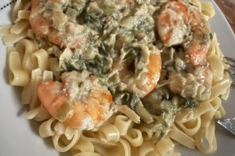 Cliquez pour zoomer ! Linguine aux poireaux et aux crevettes Thermomix par izbi