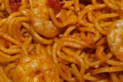 Cliquez pour zoomer ! Spaghettis aux crevettes et à l’ail Thermomix par flolona