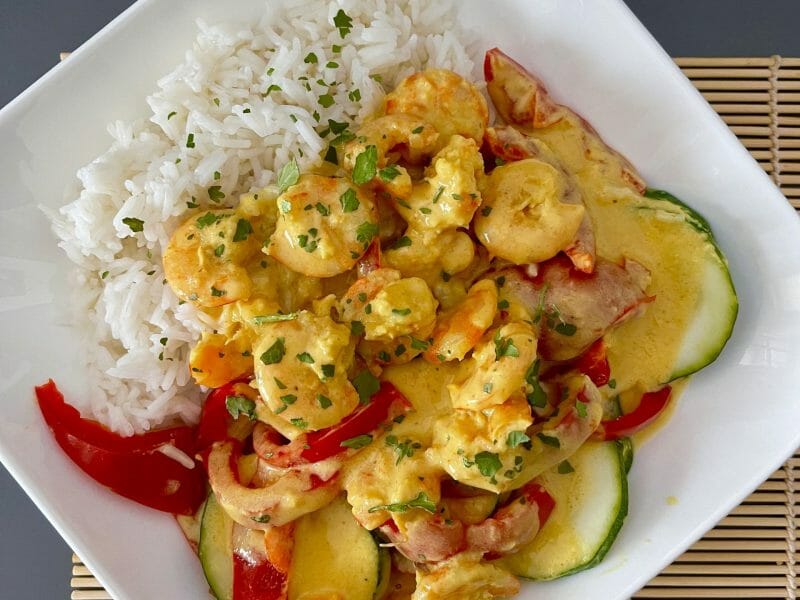 Cliquez pour zoomer ! Curry de crevettes au lait de coco Thermomix par nolwenn01