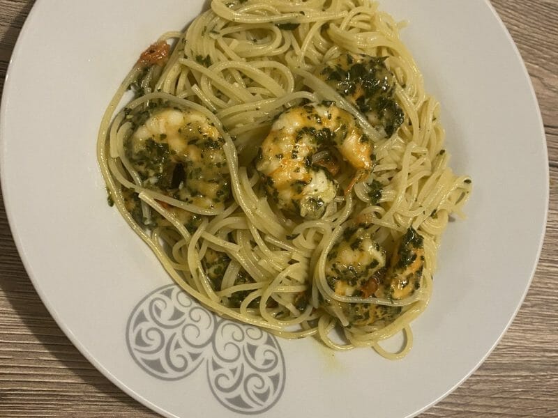 Cliquez pour zoomer ! Farfalle au pesto et crevettes Thermomix par tic-tac’s