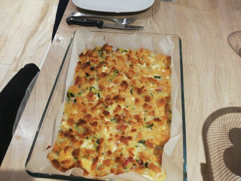 Cliquez pour zoomer ! Crumble courgettes, chèvre et lardons Thermomix par megambre