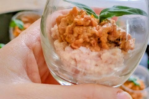 Cliquez pour zoomer ! Verrines mousse de jambon et pesto de tomates confites Thermomix par mel_180 🦌