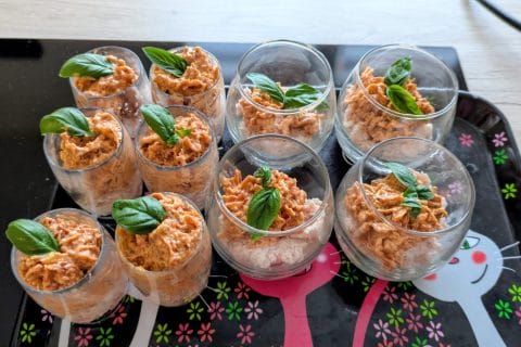 Cliquez pour zoomer ! Verrines mousse de jambon et pesto de tomates confites Thermomix par mel_180 🦌
