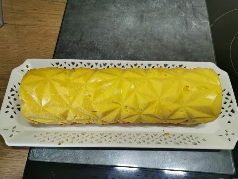 Cliquez pour zoomer ! Bûche glacée mangue et framboise Thermomix par Belleisachouette