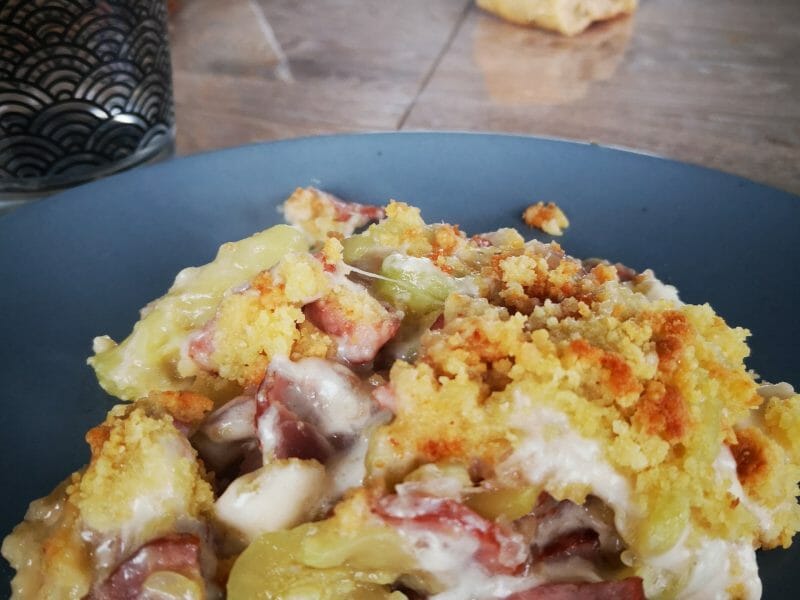 Cliquez pour zoomer ! Crumble courgettes, chèvre et lardons Thermomix par netlye
