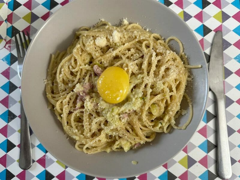 Cliquez pour zoomer ! Pâtes aux courgettes façon carbonara Thermomix par anne_382