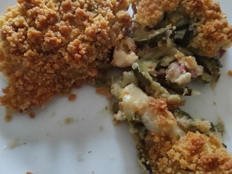 Cliquez pour zoomer ! Crumble courgettes, chèvre et lardons Thermomix par melanie_897