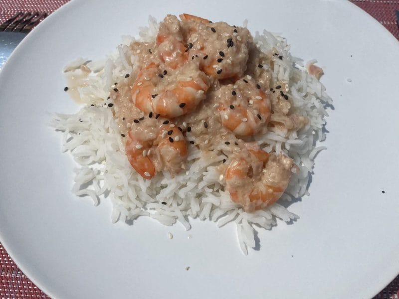 Cliquez pour zoomer ! Crevettes miel sésame au lait de coco Thermomix par patipata