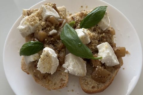 Cliquez pour zoomer ! Brushetta aubergines, chèvre et noix Thermomix par thermomixbz