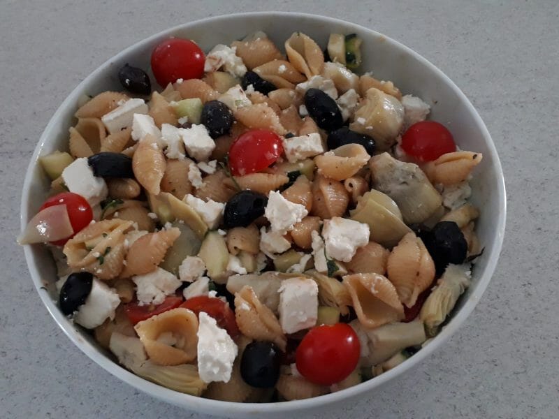 Cliquez pour zoomer ! Salade de pâtes à la grecque Thermomix par Lascar