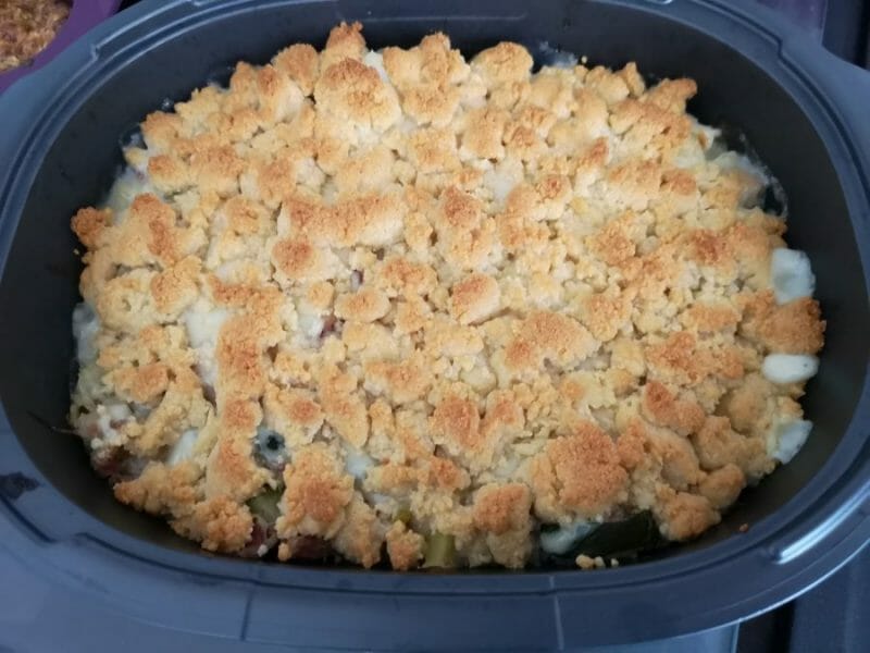 Cliquez pour zoomer ! Crumble courgettes, chèvre et lardons Thermomix par Melfica