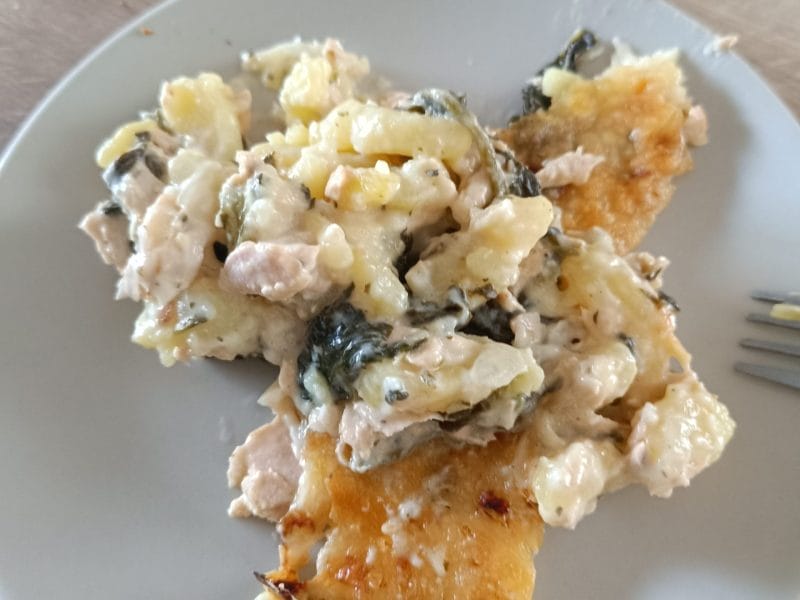 Cliquez pour zoomer ! Gratin de pommes de terre, saumon et épinards Thermomix par Tamarina