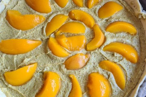 Cliquez pour zoomer ! Tarte aux pêches jaunes et pistache Thermomix par lanceclem