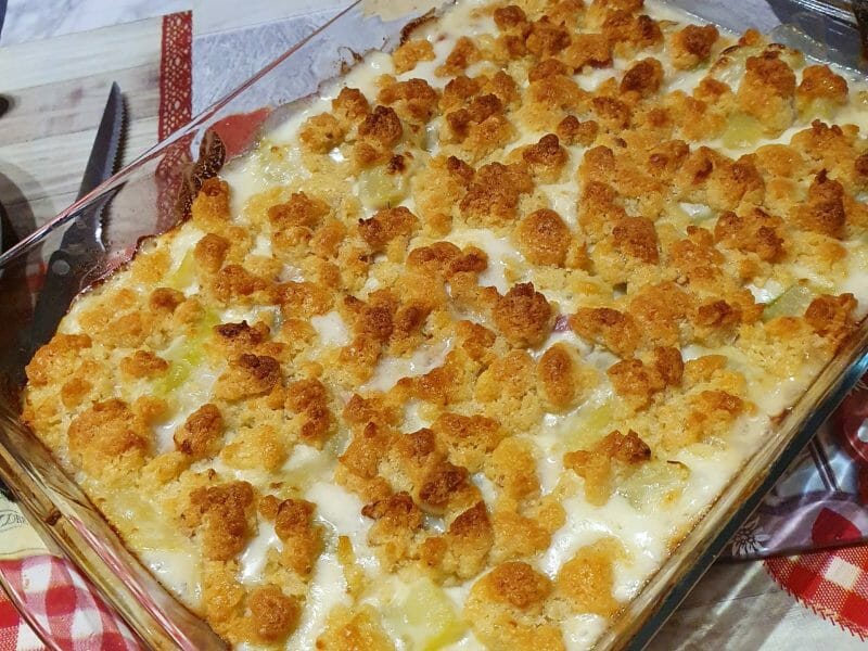 Cliquez pour zoomer ! Crumble courgettes, chèvre et lardons Thermomix par Carine63
