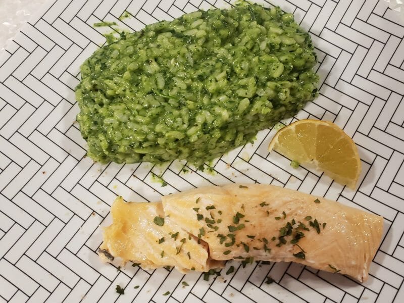 Cliquez pour zoomer ! Risotto tout vert au saumon Thermomix par ingriddiehl