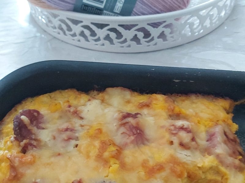 Cliquez pour zoomer ! Gratin de butternut à la saucisse de Montbéliard Thermomix par skylanterne