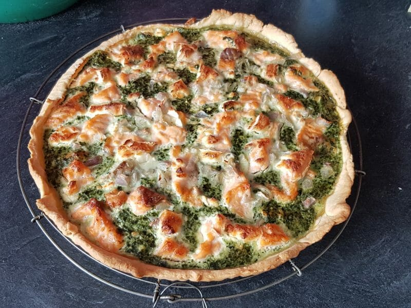 Tarte épinards, saumon et chèvre au Thermomix - Cookomix