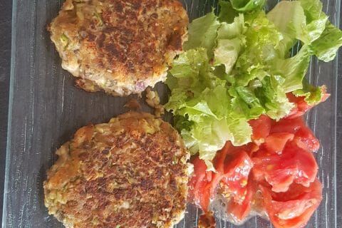Cliquez pour zoomer ! Steaks lentilles, pois chiches, courgettes au Thermomix