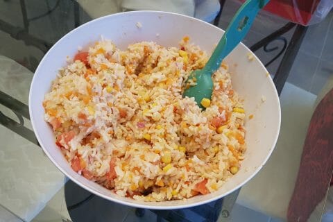 Cliquez pour zoomer ! Salade de riz au thon et aux légumes croquants au Thermomix