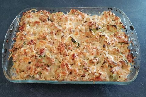 Cliquez pour zoomer ! Gratin de crozets aux courgettes et saumon fumé au Thermomix