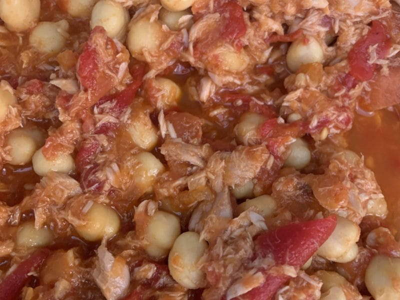 Cliquez pour zoomer ! Mijoté de pois chiches à la tomate, thon et poivrons grillés Thermomix par 0pibrac