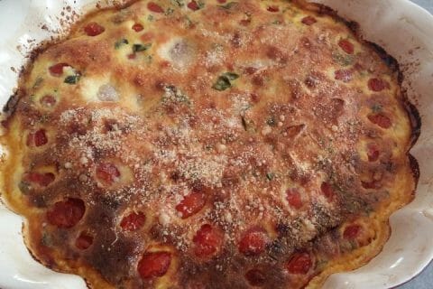Cliquez pour zoomer ! Clafoutis tomates cerises et fromage de chèvre au Thermomix