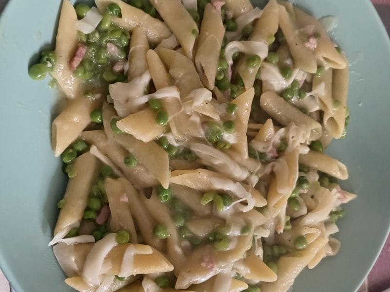 Cliquez pour zoomer ! Pâtes aux petits pois et lardons Thermomix par mirjiana