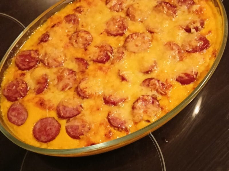 Cliquez pour zoomer ! Gratin de butternut à la saucisse de Montbéliard Thermomix par laborantin fou