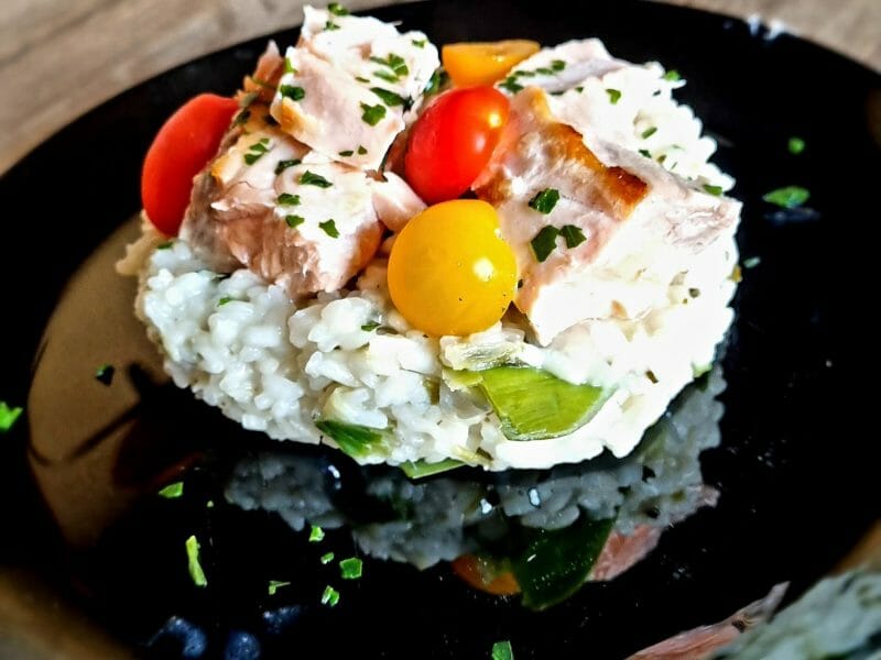Risotto poireaux et saumon fumé au Thermomix - Cookomix