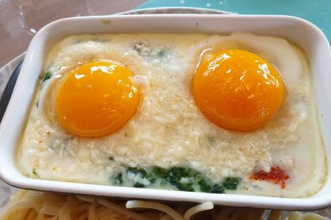 Cliquez pour zoomer ! Oeufs cocotte épinards et chorizo au Thermomix