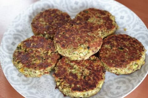 Cliquez pour zoomer ! Steaks lentilles, pois chiches, courgettes au Thermomix