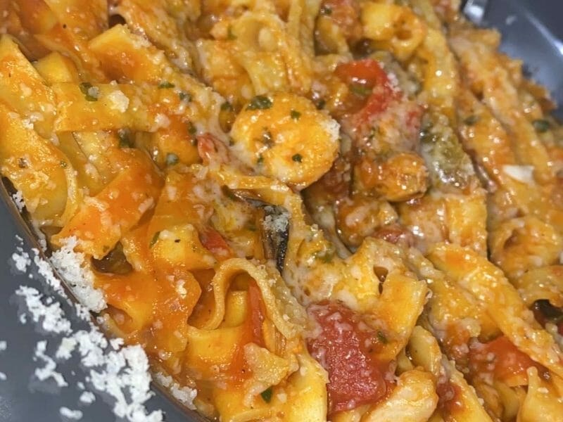 Cliquez pour zoomer ! Spaghettis aux crevettes et à l’ail Thermomix par tiitin