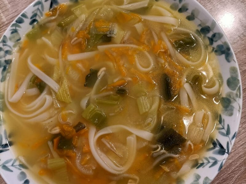 Bouillon Chinois, poulet et poireaux au Thermomix Cookomix