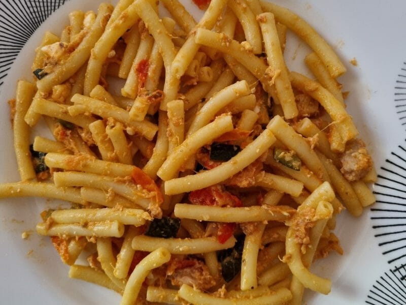 Cliquez pour zoomer ! Salade de pâtes au thon, courgettes et tomates cerises Thermomix par eloeis
