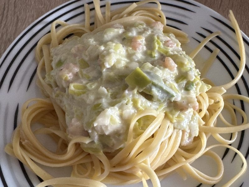 Cliquez pour zoomer ! Linguine aux poireaux et aux crevettes Thermomix par marine_1009