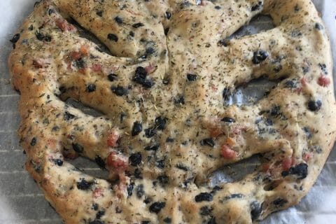 Cliquez pour zoomer ! Fougasse olives et lardons Thermomix par Stella