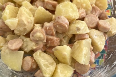 Cliquez pour zoomer ! Pommes de terre, knackis sauce cheddar Thermomix par elise2712