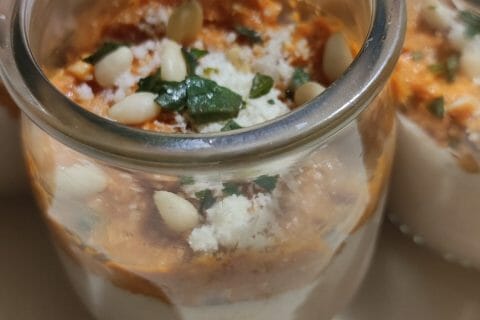 Cliquez pour zoomer ! Verrines mousse de jambon et pesto de tomates confites Thermomix par padoraen