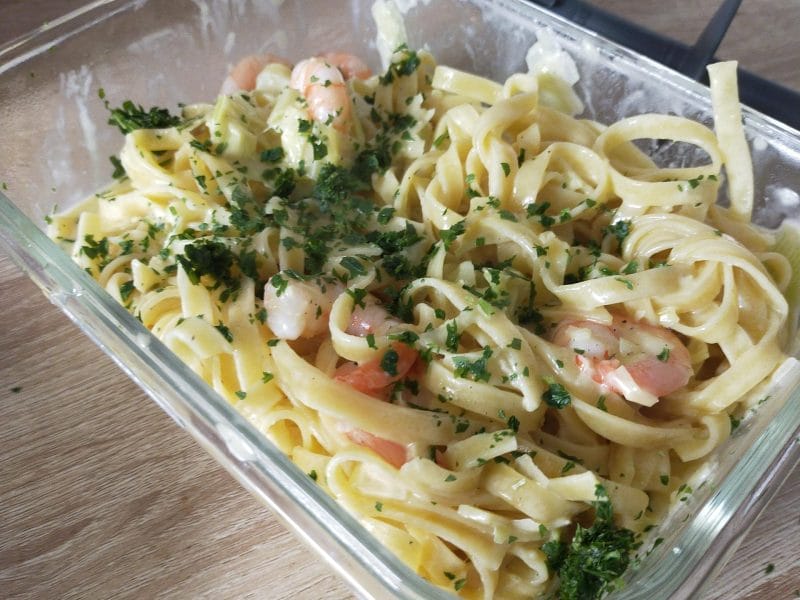Cliquez pour zoomer ! Linguine aux poireaux et aux crevettes Thermomix par emmagine