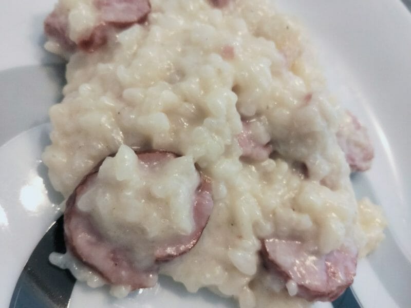 Cliquez pour zoomer ! Risotto à la saucisse fumée et au comté Thermomix par justine_590