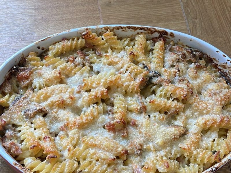 Cliquez pour zoomer ! Gratin de pennes aux champignons Thermomix par Clotilde.Jah