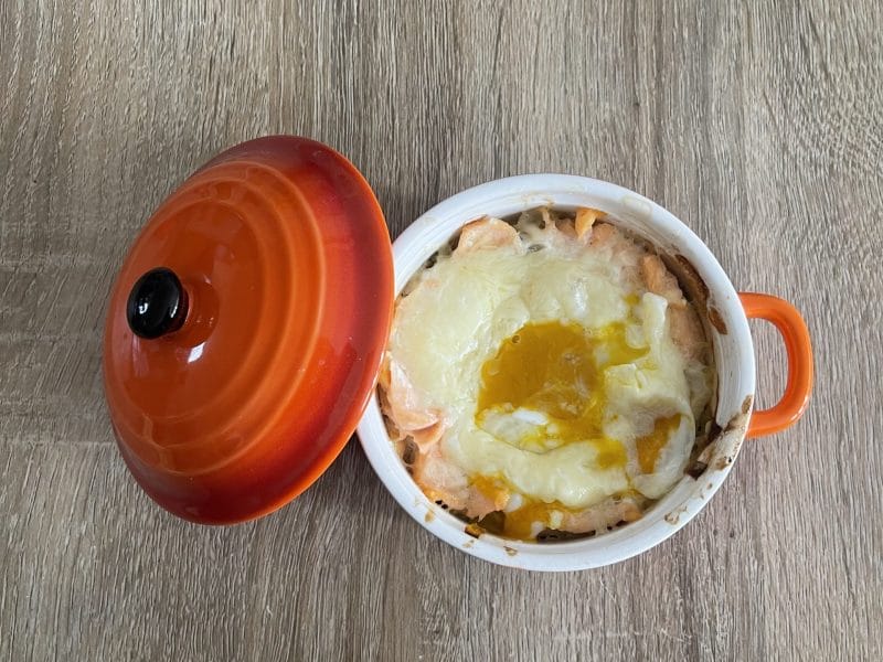 Cliquez pour zoomer ! Oeufs cocotte poireaux et saumon fumé Thermomix par Clotilde.Jah