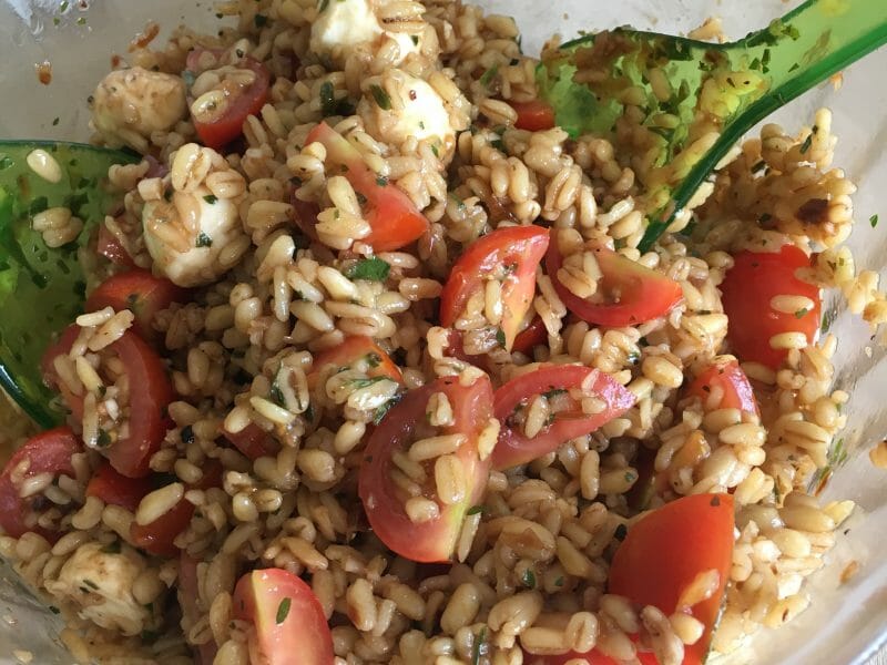 Cliquez pour zoomer ! Salade d’ebly, oignon caramélisé & mozzarella Thermomix par Schtaffy