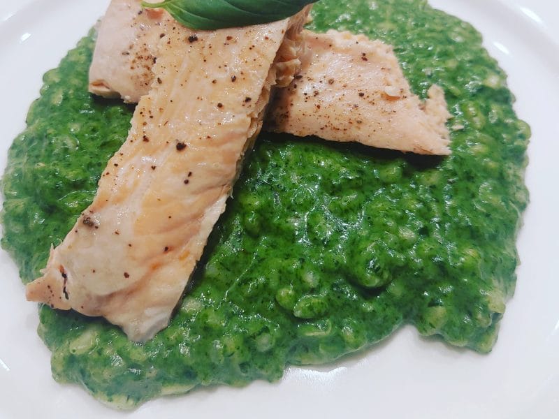 Cliquez pour zoomer ! Risotto tout vert au saumon Thermomix par aurore_503