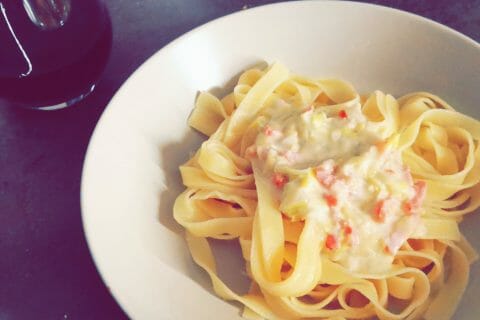 Cliquez pour zoomer ! Tagliatelles à la crème de poireaux au Thermomix